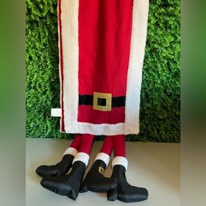 Santa Dangling Legs Christmas Red White Table Runner 72"x14" NEW